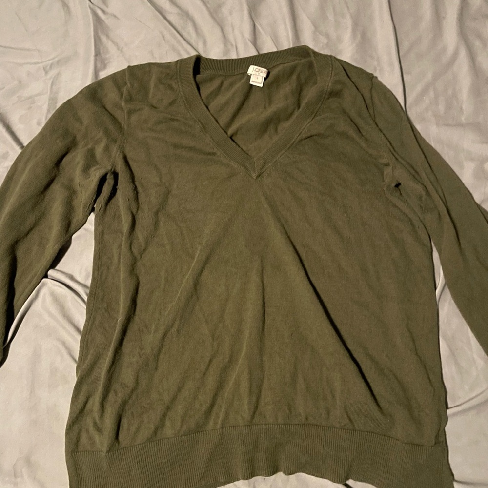 J. Crew Forest Green V-Neck Sweater